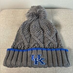 Vintage Nike University of Kentucky Beanie Toque Winter Hat Grey & Blue Knit